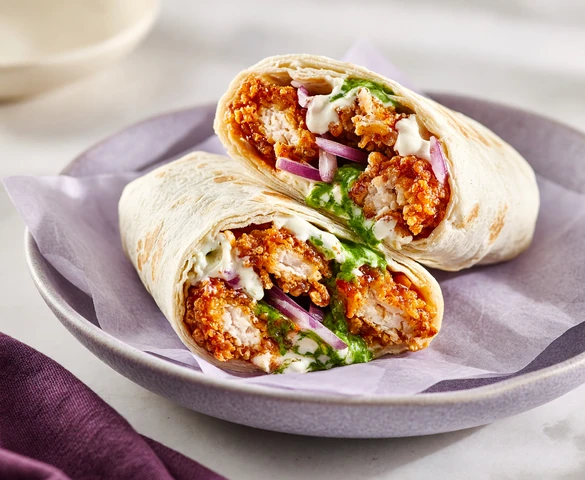 Bang Bang chicken wrap with mint and creamy sauces